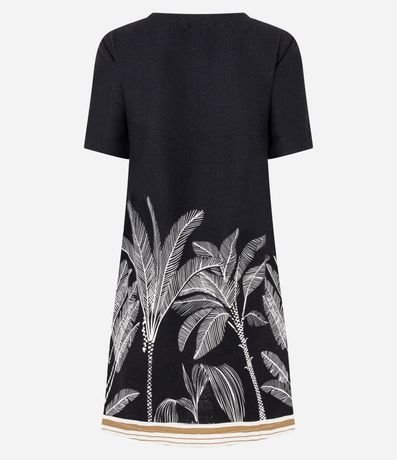 Vestido Manga Corta en Viscolino con Estampa de Follaje 6