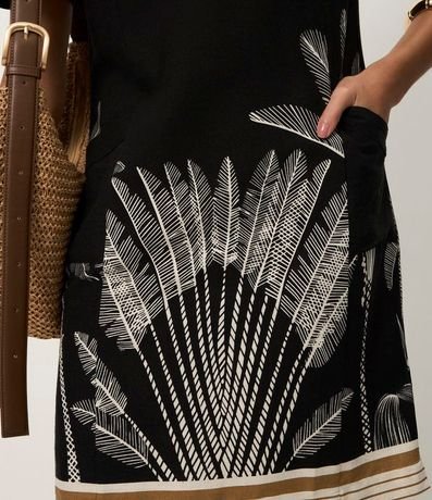 Vestido Manga Corta en Viscolino con Estampa de Follaje 3