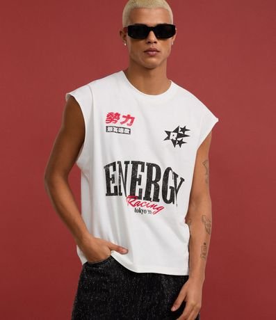 Musculosa Diferenciada en Algodón con Estampa Lettering Energy Racing 1