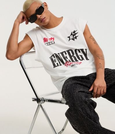 Musculosa Diferenciada en Algodón con Estampa Lettering Energy Racing 3