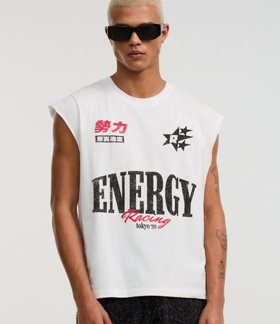 Musculosa Diferenciada en Algodón con Estampa Lettering Energy Racing 6