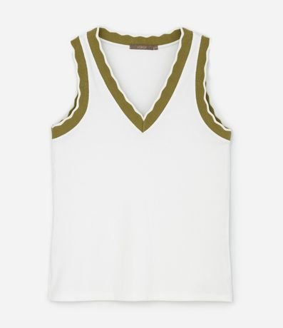 Blusa Musculosa en Ribana con Cuello V en Retilínea Curve & Plus Size 5