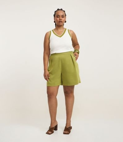 Blusa Musculosa en Ribana con Cuello V en Retilínea Curve & Plus Size 2