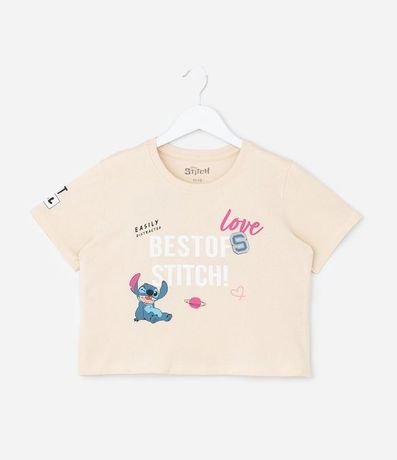 Remera Corta Infantil con Estampa Stitch Frente y Espalda - Talle 5 a 14 años 2