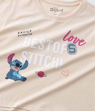 Remera Corta Infantil con Estampa Stitch Frente y Espalda - Talle 5 a 14 años 6