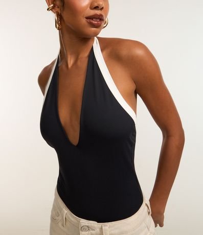 Body Frente Única en Poliamida con Contraste 3