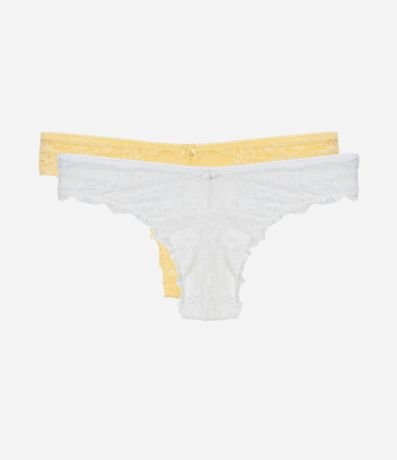 Kit 02 Bombachas Bikini Hilo Doble en Encaje Floral