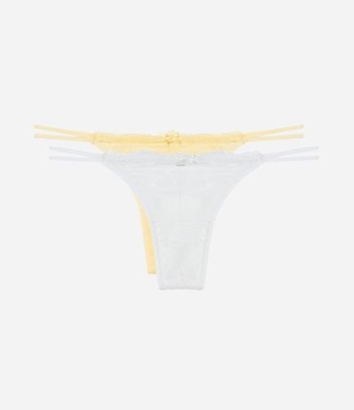 Kit 02 Bombachas Colaless Hilo en Encaje Floral