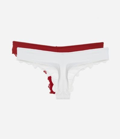 Kit 02 Bombachas Bikini Hilo Doble en Encaje Floral 2