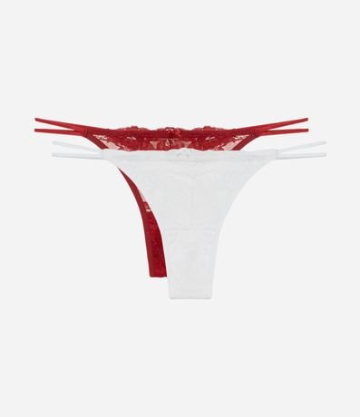 Kit 02 Bombachas colaless Hilo en Encaje Floral con Lateral Doble