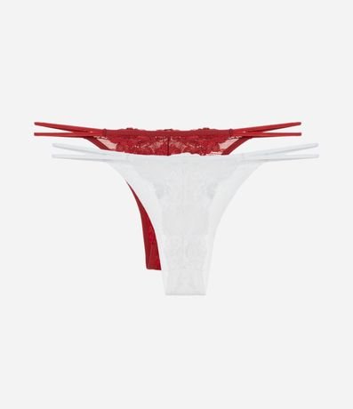 Kit 02 Bombachas colaless Hilo en Encaje Floral con Lateral Doble 2