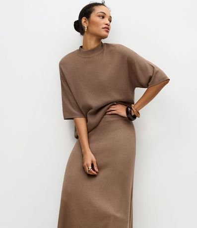 Pollera Evasê Midi en Punto con Caida Leve