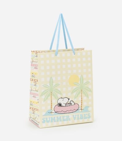 Bolsa de Regalo Mediana con Estampa de Cuadros y Snoopy en la Playa