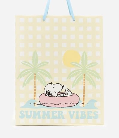 Bolsa de Regalo Mediana con Estampa de Cuadros y Snoopy en la Playa 2