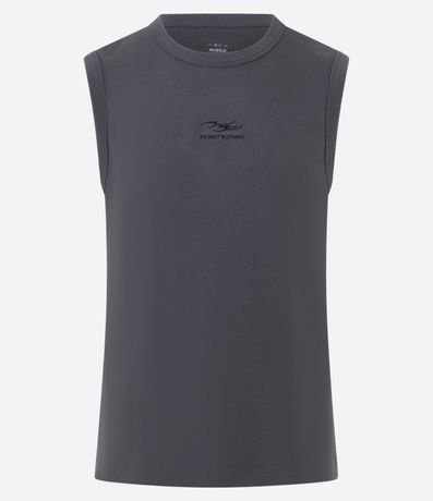 Musculosa Muscle en Rib con Estampa Delantero Bordada 4