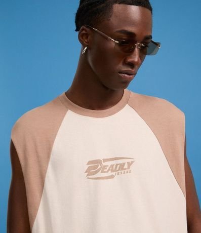 Musculosa Boxy de Algodón con Sisa Raglán y Estampado Deadly Insane 3