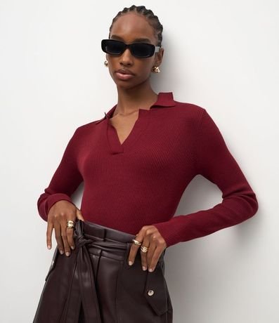 Blusa Regular con Manga larga y Cuello Polo