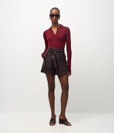 Blusa Regular con Manga larga y Cuello Polo 2