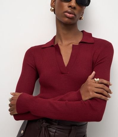 Blusa Regular con Manga larga y Cuello Polo 4