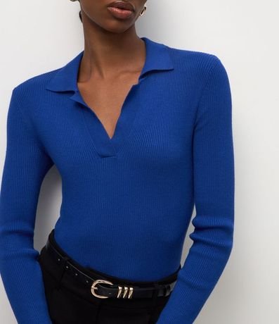 Blusa Regular con Manga larga y Cuello Polo 4