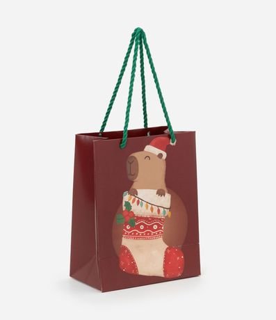 Bolsa de Regalo Pequeña con Estampa de Carpincho Navideño