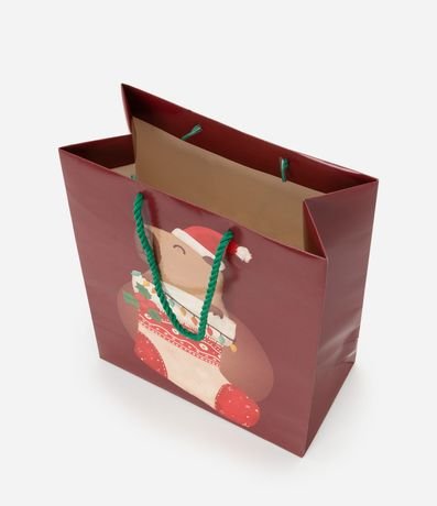 Bolsa de Regalo Mediana con Estampa de Carpincho Navideño 4
