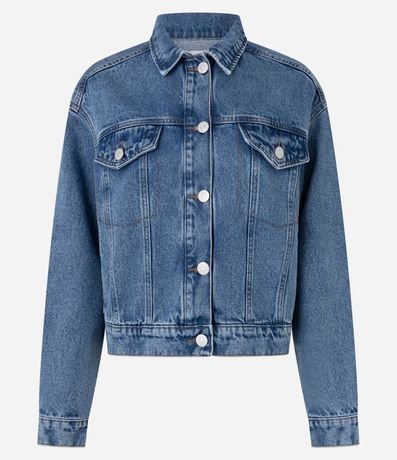 Campera Boxy en Jeans con Bolsillos y Recortes