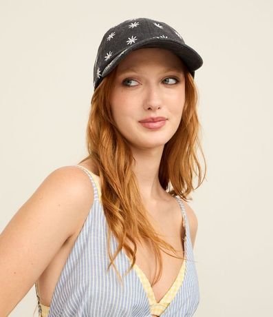 Gorra Aba Curva en Sarga con Bordado de Margaritas 6