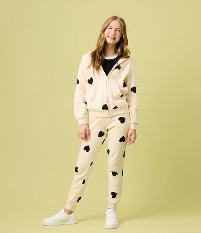 Pantalón Jogger Infantil Estampado de Corazones- Talle 5 a 16 años