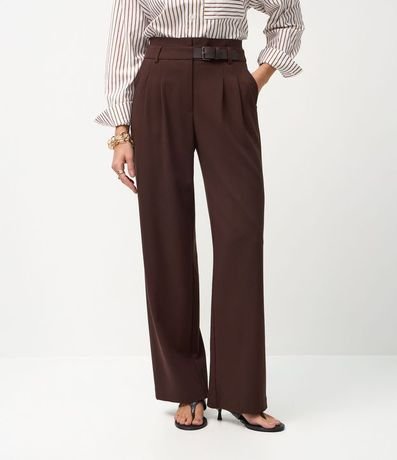 Pantalón Wide Leg Sastrería con Cinturón en PU 3