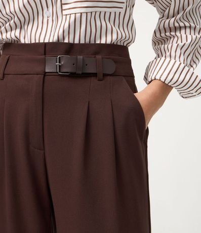 Pantalón Wide Leg Sastrería con Cinturón en PU 4