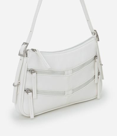 Bolso Baguette Pequeño con Detalles en Cremalleras y Tiradores