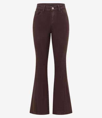 Pantalón Flare Cintura Alta en Sarga con Costura Lateral Traspasada 5