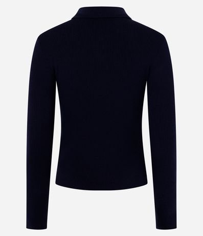 Blusa en Viscosa en Efecto Tricot con Cuello Polo y Cremallera 3