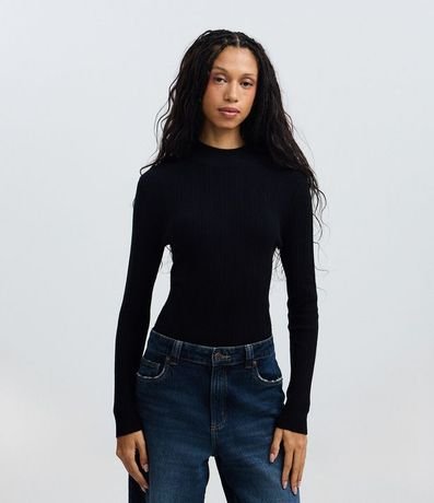 Blusa Rectilínea Punto con Cuello Alto Adulto