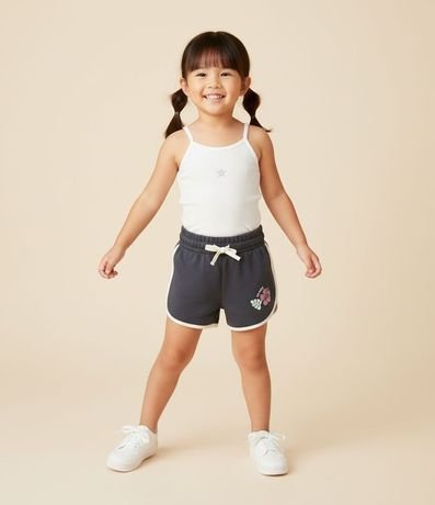 Short Infantil Runner en Algodón con Flor Localizada - Talle 1 a 6 años