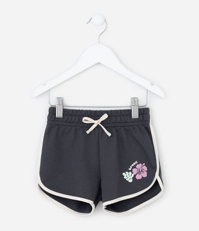 Short Infantil Runner en Algodón con Flor Localizada - Talle 1 a 6 años 2
