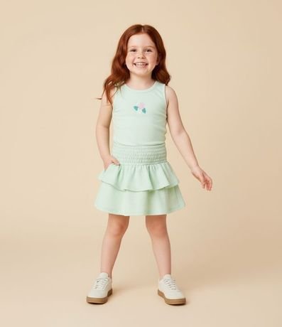 Musculosa Infantil en Rib con Bordado Floral - Talle 1 a 6 años