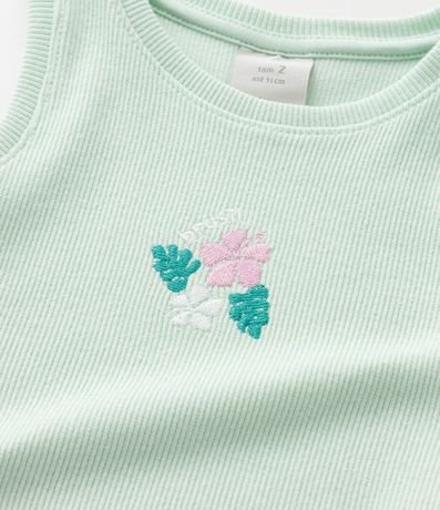 Musculosa Infantil en Rib con Bordado Floral - Talle 1 a 6 años 5
