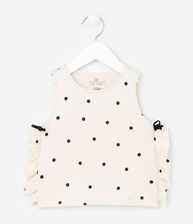 Musculosa Infantil con Estampa de Lunares con Volado en el Lateral  - Talle 1 a 6 años