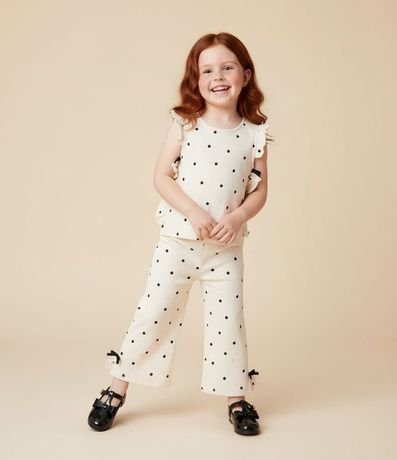 Pantalón Infantil con Estampa de Lunares Volados Laterales y Texturizada - Talle 1 a 6 años 1