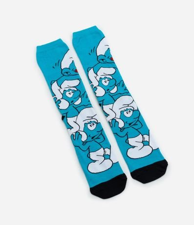 Media Caña Larga en Algodón con Estampa de Los Pitufos 4