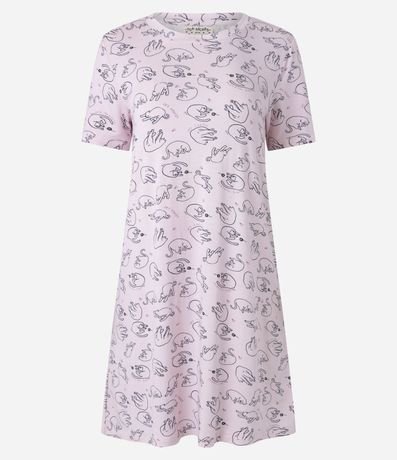 Camisón Corto en Viscosa con Estampa de Gatitos 3