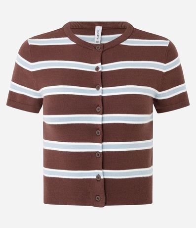 Blusa en Punto con Abotonado y Estampa de Rayas