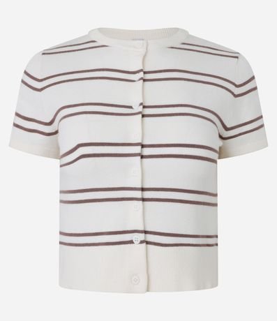 Blusa en Punto con Abotonado y Estampa de Rayas