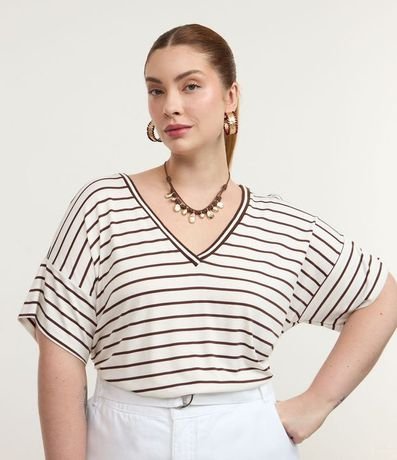 Blusa Alargada en Viscolycra Rayada Curve & Plus Size