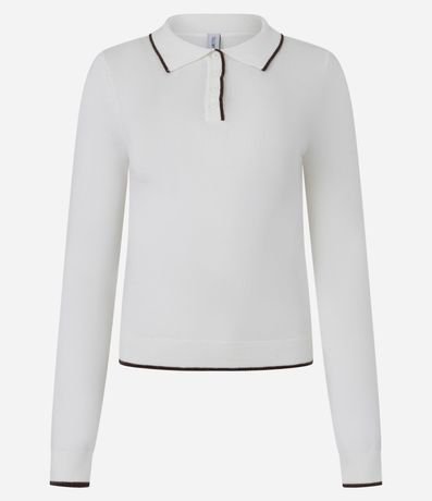 Blusa en Punto con Cuello Polo y Detalle Contrastante 4
