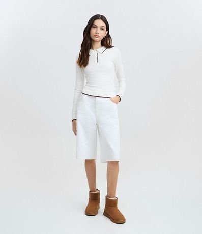 Blusa en Punto con Cuello Polo y Detalle Contrastante 2
