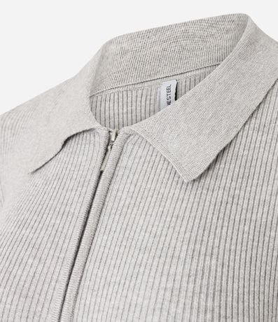 Blusa en Viscosa en Efecto Tricot con Cuello Polo y Cremallera 5