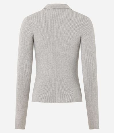 Blusa en Viscosa en Efecto Tricot con Cuello Polo y Cremallera 7